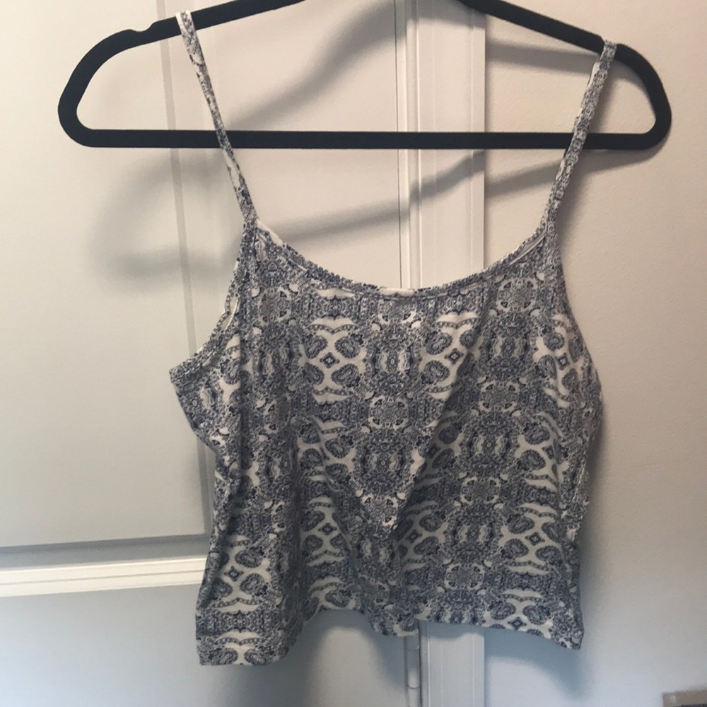 Blue and White Cropped Tank